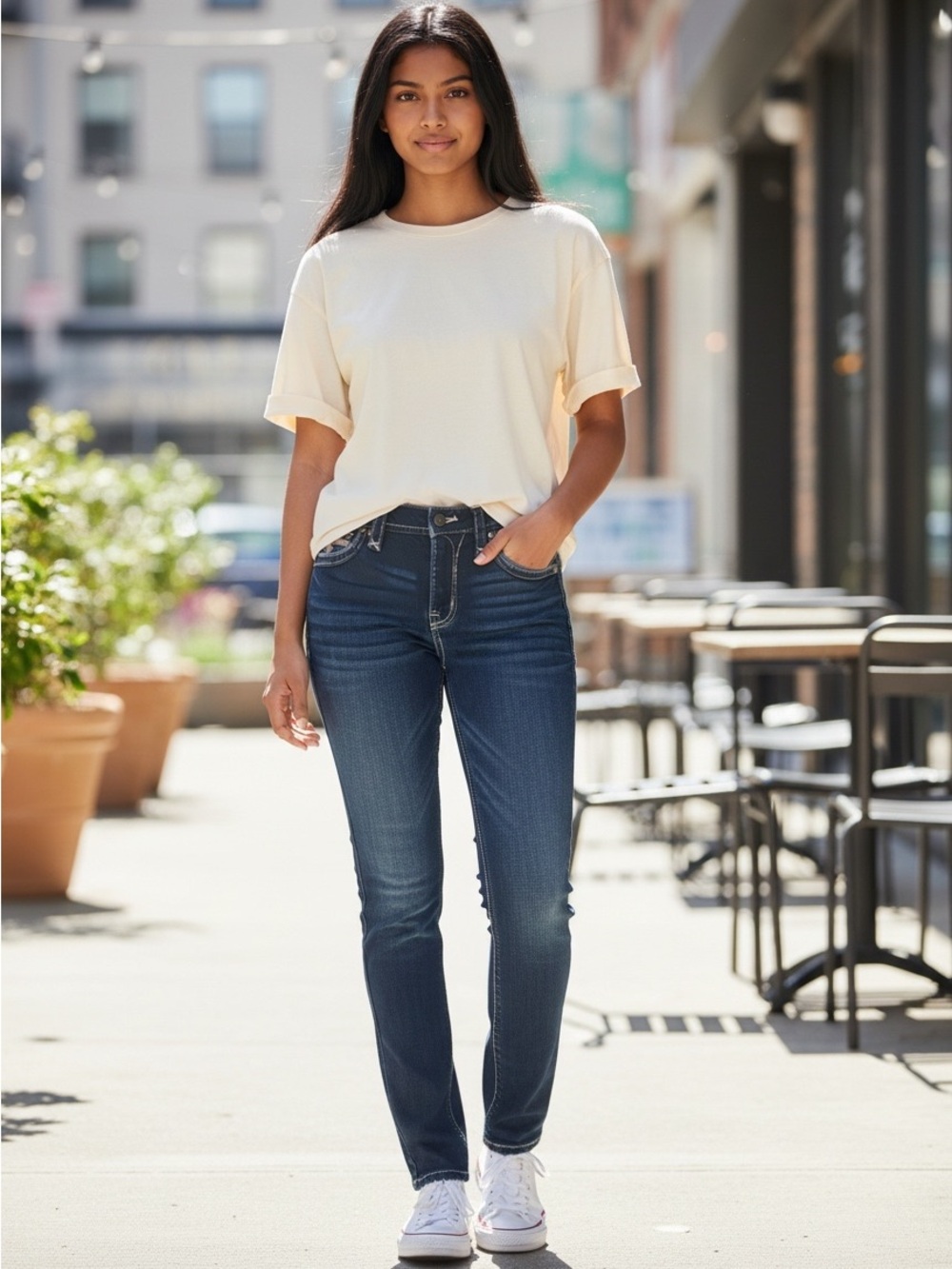 Rock Revival Dark Indigo Jeans with Contrast Stitching
